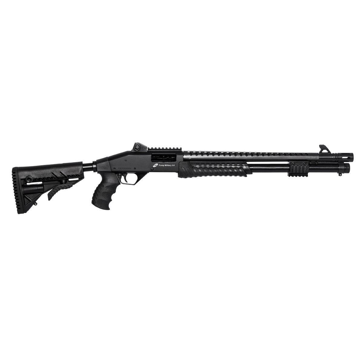ESPINGARDA CBC MILITARY 3.0 Cal. 12 16" RETRÁTIL FULL - COM ACESSORIOS"